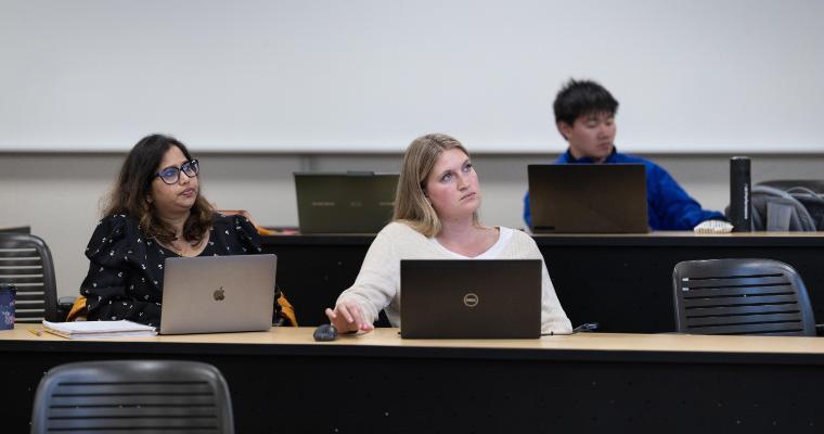 Leavey students listening attentively in class