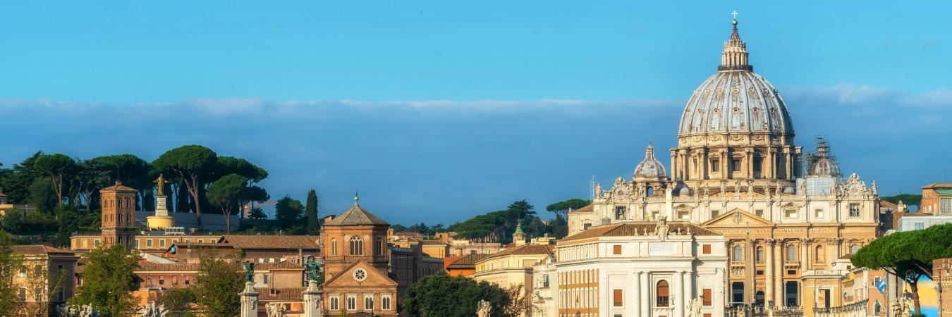 Rome Skyline with Vatican St Peter Basilica of Vatican.