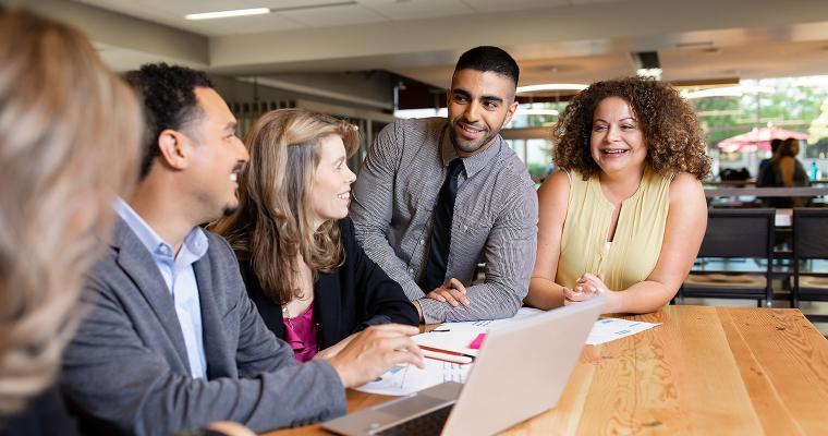 Leavey graduate business students collaborating on campus