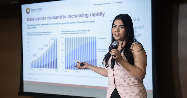Student research scholar at Leavey's Sustainable Business Institute presenting on data centers