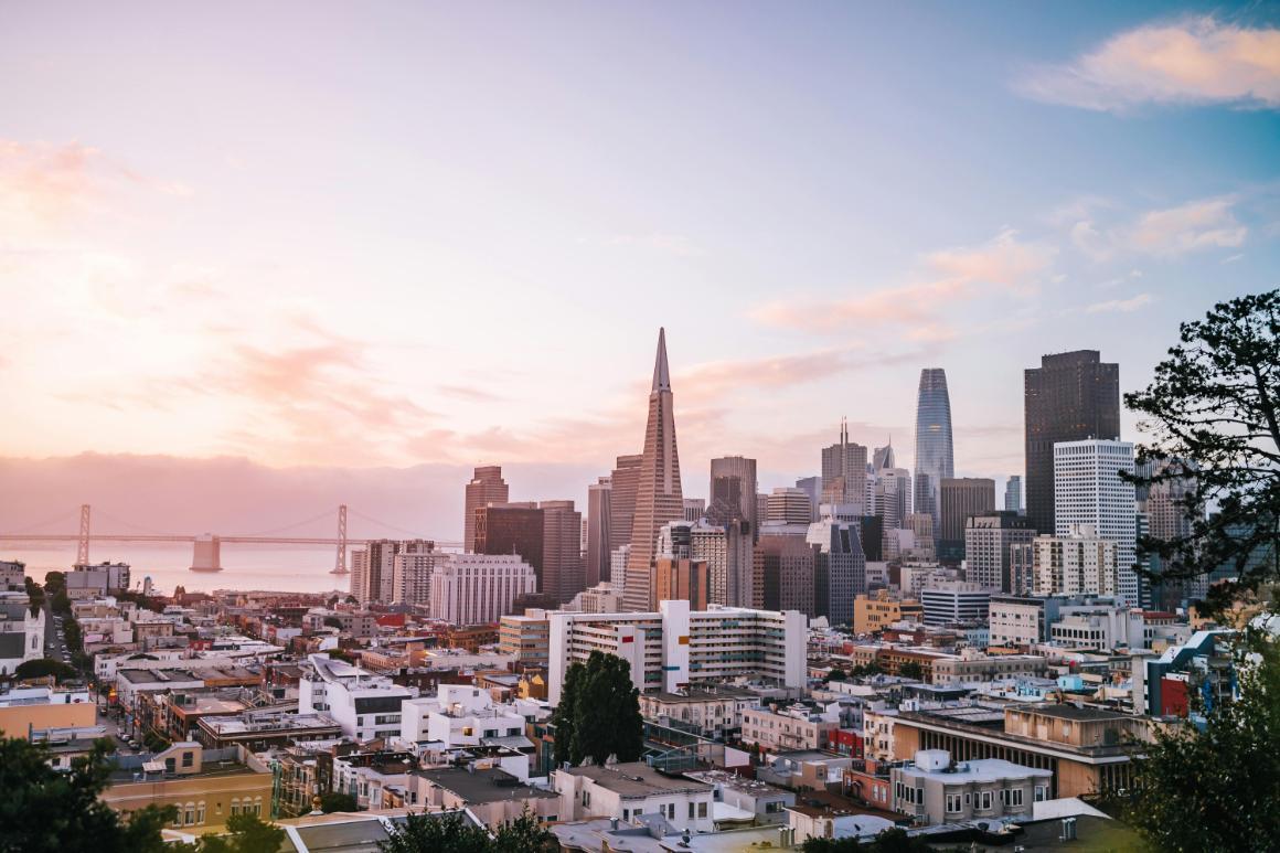 San Francisco skyline including Salesforce Tower and Bay Bridge