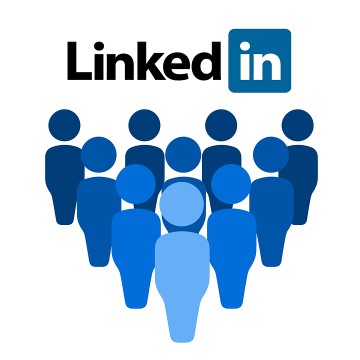 Alt text: LinkedIn logo above a group of blue silhouette figures.