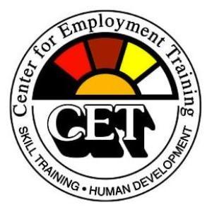 Logo of CET - Center for Employment Training.
