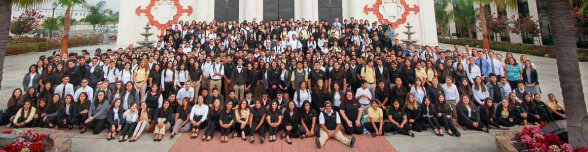 Group photo in front of Cristo Rey Church, titled 'Cristo Rey Group Photo from Amy Chen'. image link to story