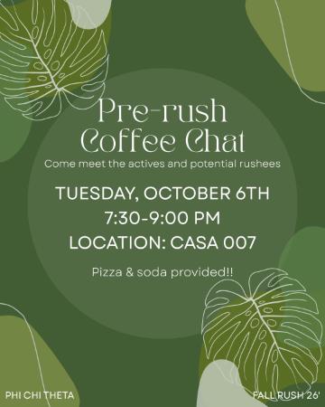 Phi Chi Theta Pre-rush Coffee Chat Flyer