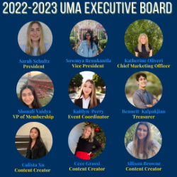 2022-2023 UMA Executive Board members with roles and names displayed.