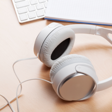 Photo of headphones and keyboard