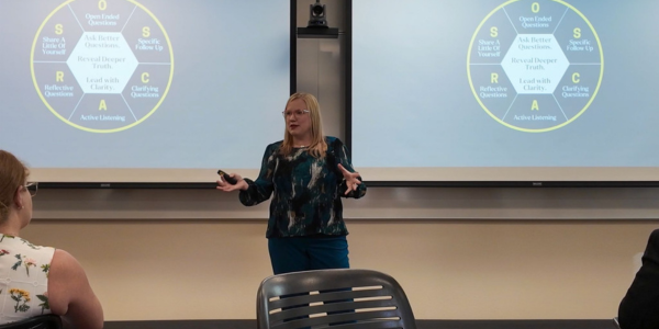 Lauren Ready presenting at MOBI Board Meeting (Photo)