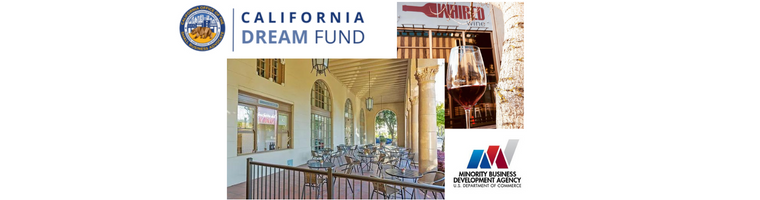 Photo of WHIRED Wine Window and CA Dream Fund logos
