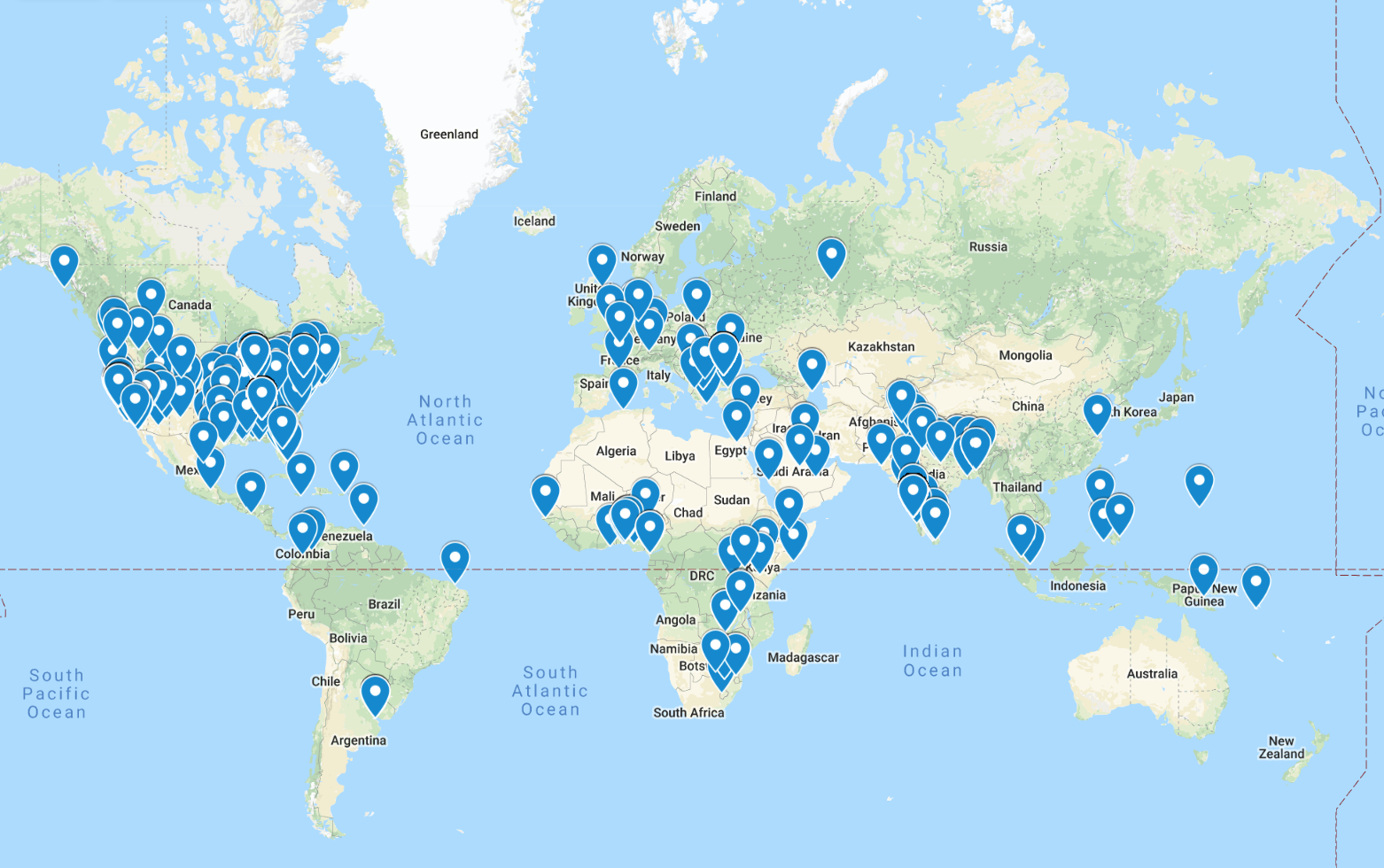 Map of MOBI Alumni