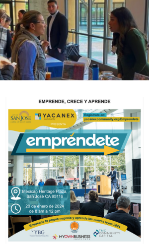 Flyer and photo from Emprendete event.