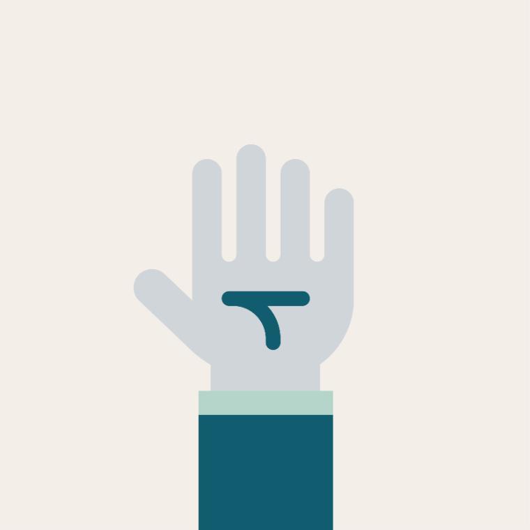 An icon of a hand being raised