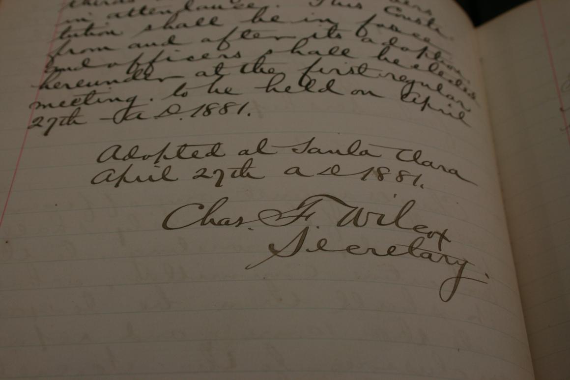 Handwritten text and signatures on a historical document titled constitution 4.