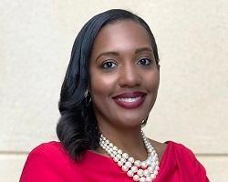 Portrait of a woman in red.