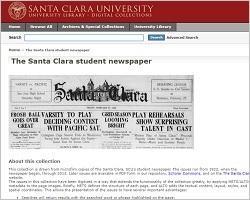 Screenshot of The Santa Clara student newspaper digital database.