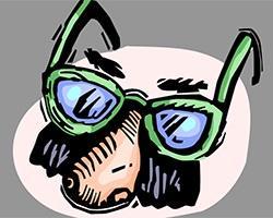 Graphic of funny glasses with a mustache attached.