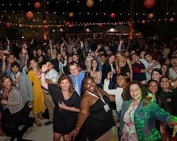 Reunion attendees dancing.