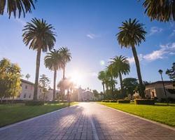 Abby Sobrato Mall with the Mission in the background.