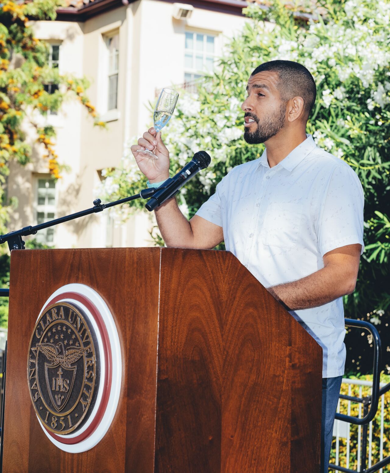 Andrew Ishak offers a toast for the Class of 2025