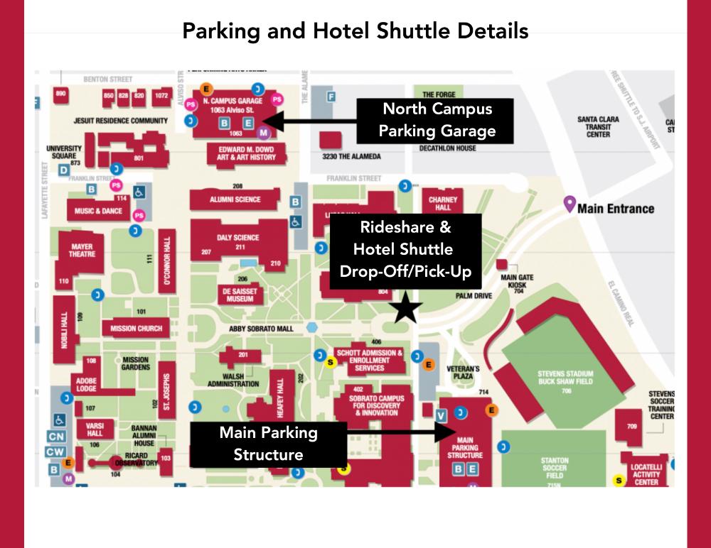 Detailed map showing shuttle drop-off and pick-up locations at Grand Reunion 2025
