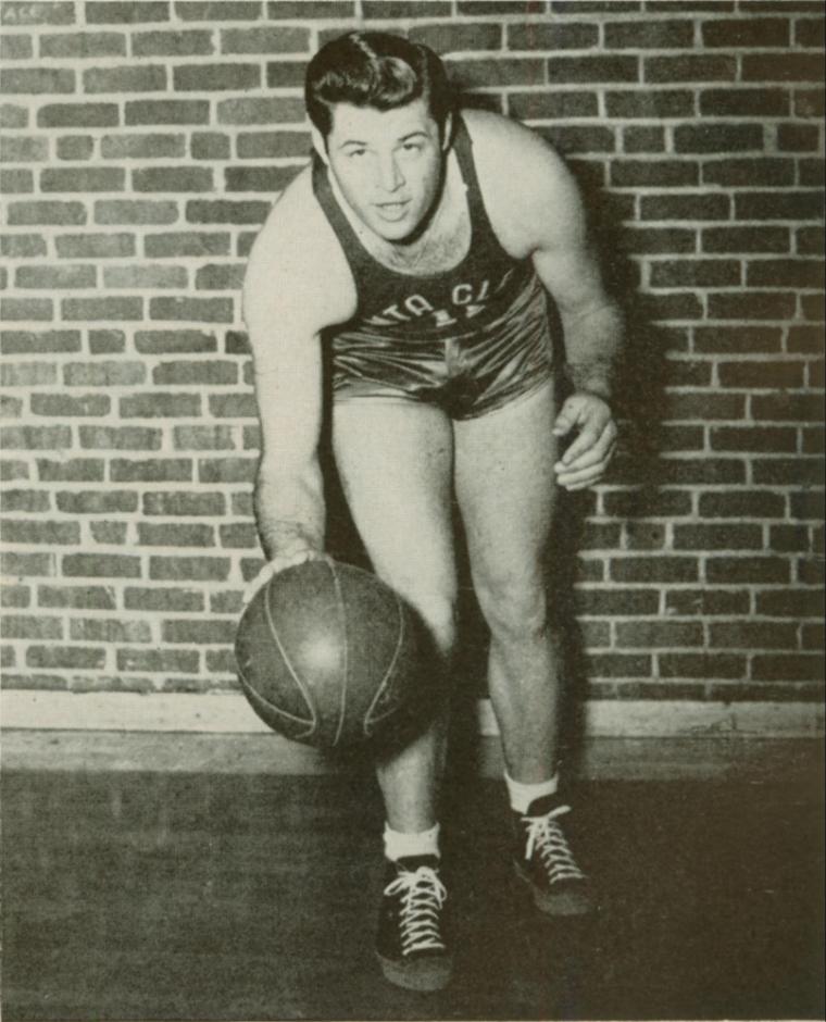 Frank Laney playing basketball in 1948.