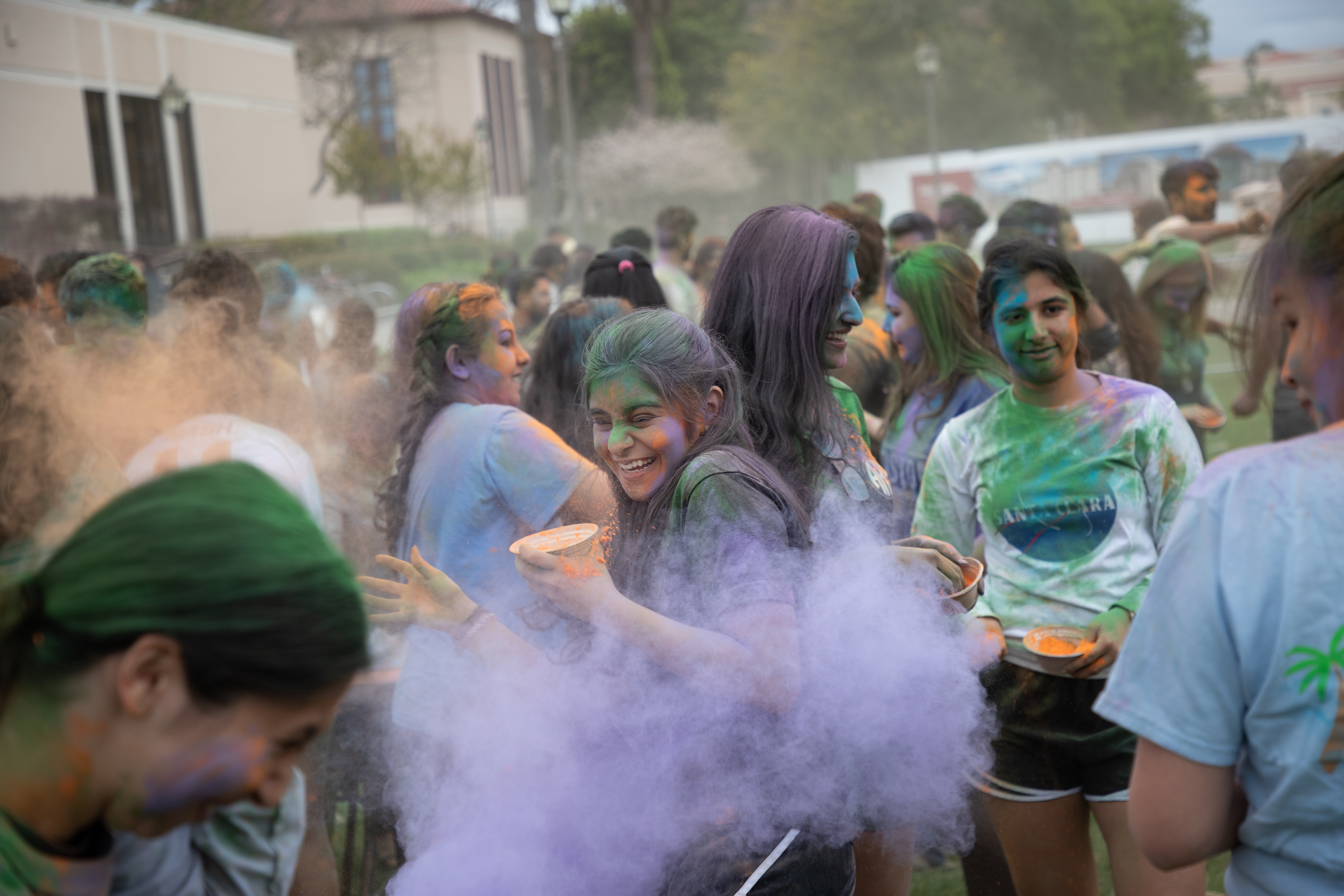 Clouds of color burst forward at the annual Holi festival