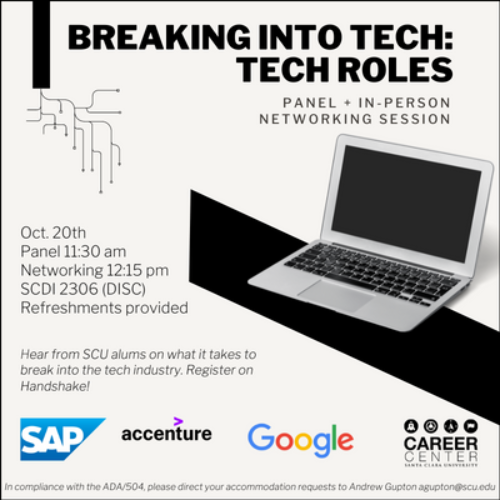 Breaking into Tech: Tech Roles flyer