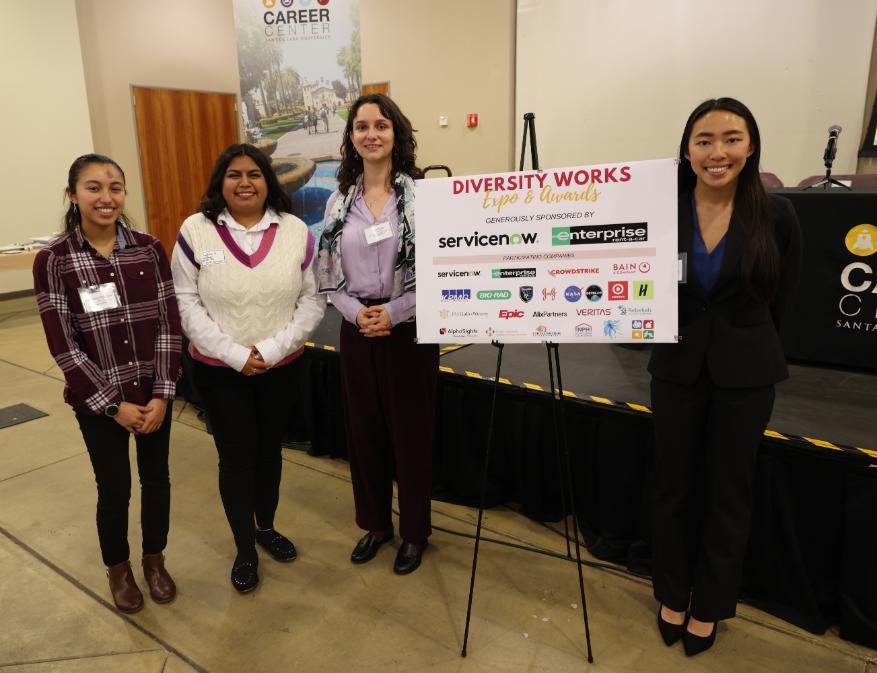 Diversity Works Student Award Winners with Sign