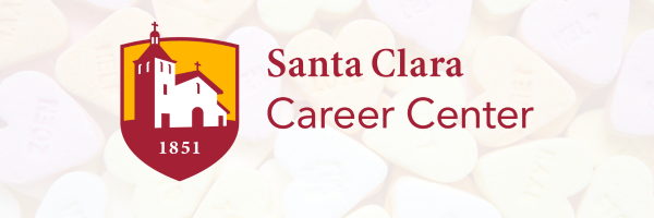 Career Center logo on Valentine's Day background image