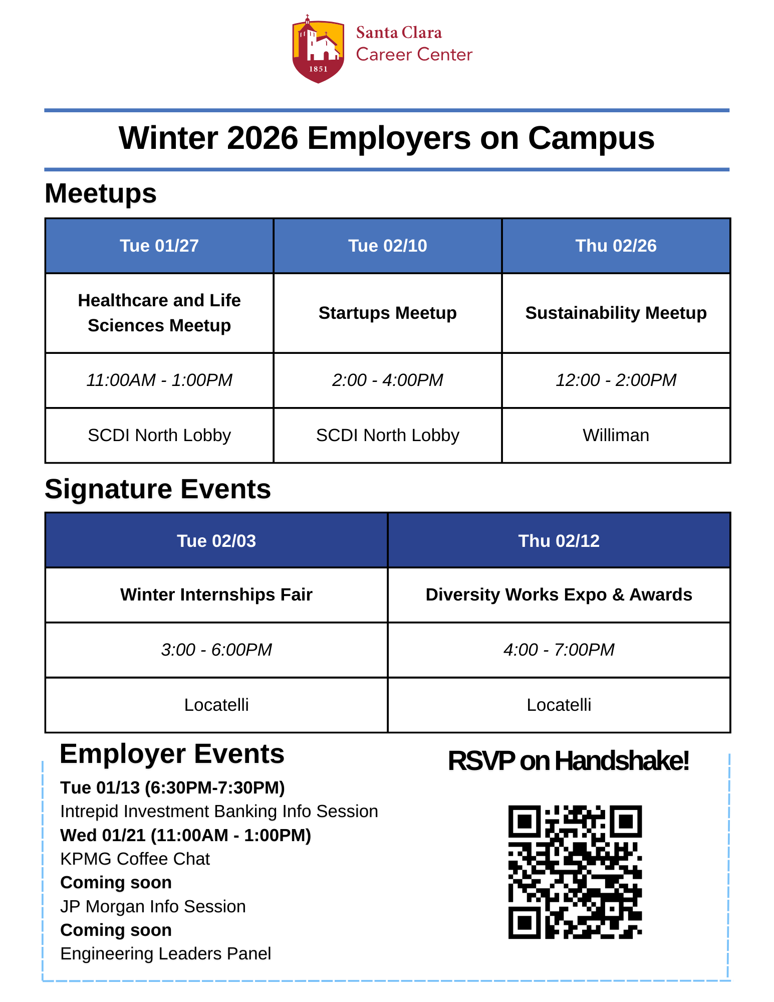 Career Center Winter Quarter Events Flyer Page 2