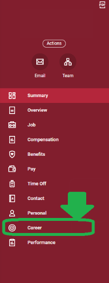 From the options listed on the left of your profile, select 'Career'.