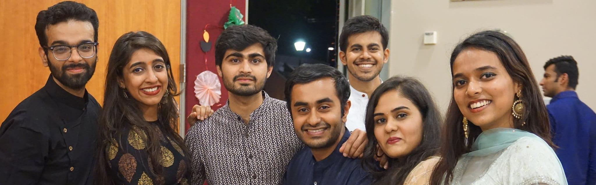 Group of SCU students in traditional Indian clothing