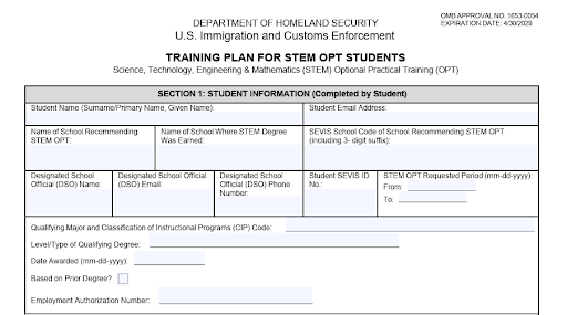 I-983 Section 1 Student Info form filled out by Melissa.