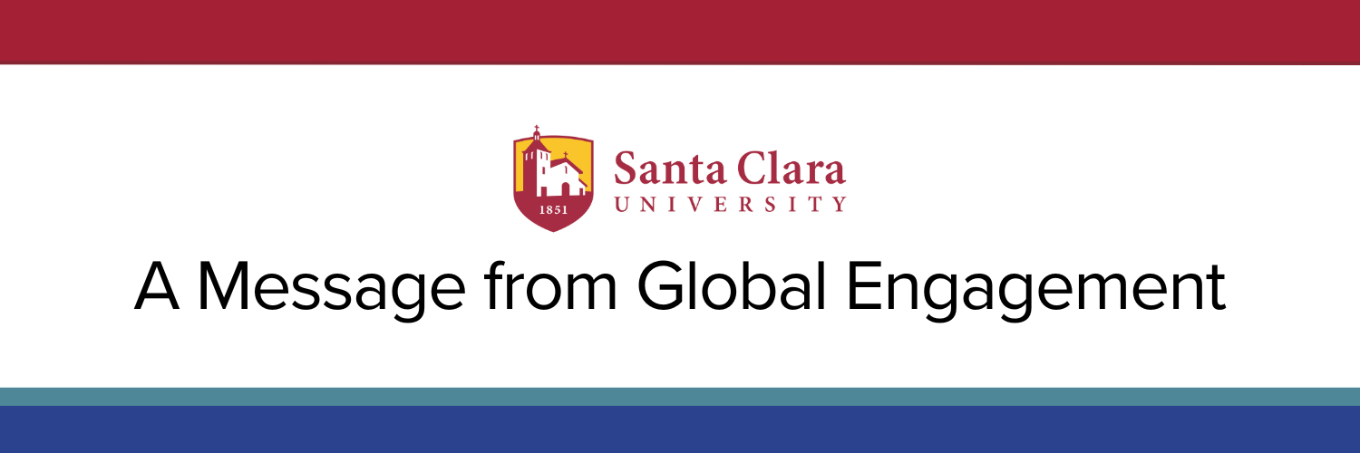 SCU Logo and A Message From Global Engagement on a white background