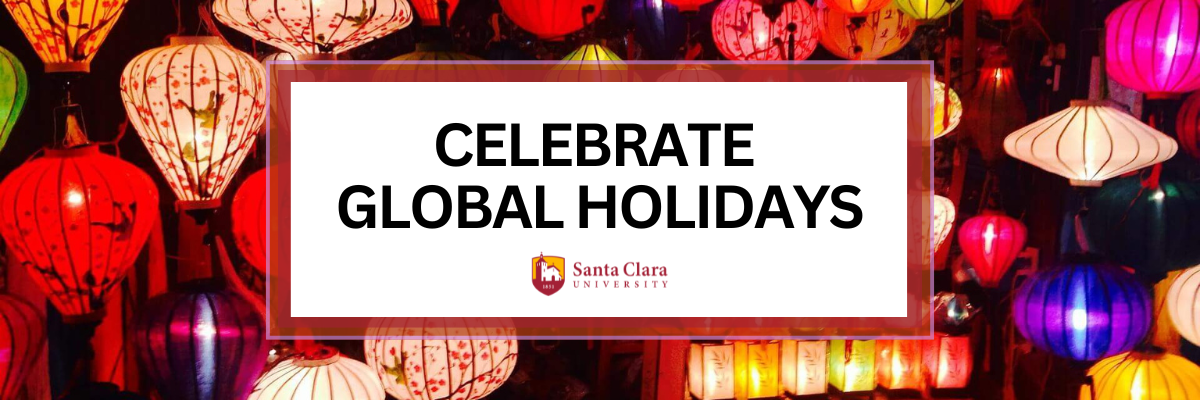 Decorative; Celebrate Global Holidays with SCU logo and Chinese lanterns