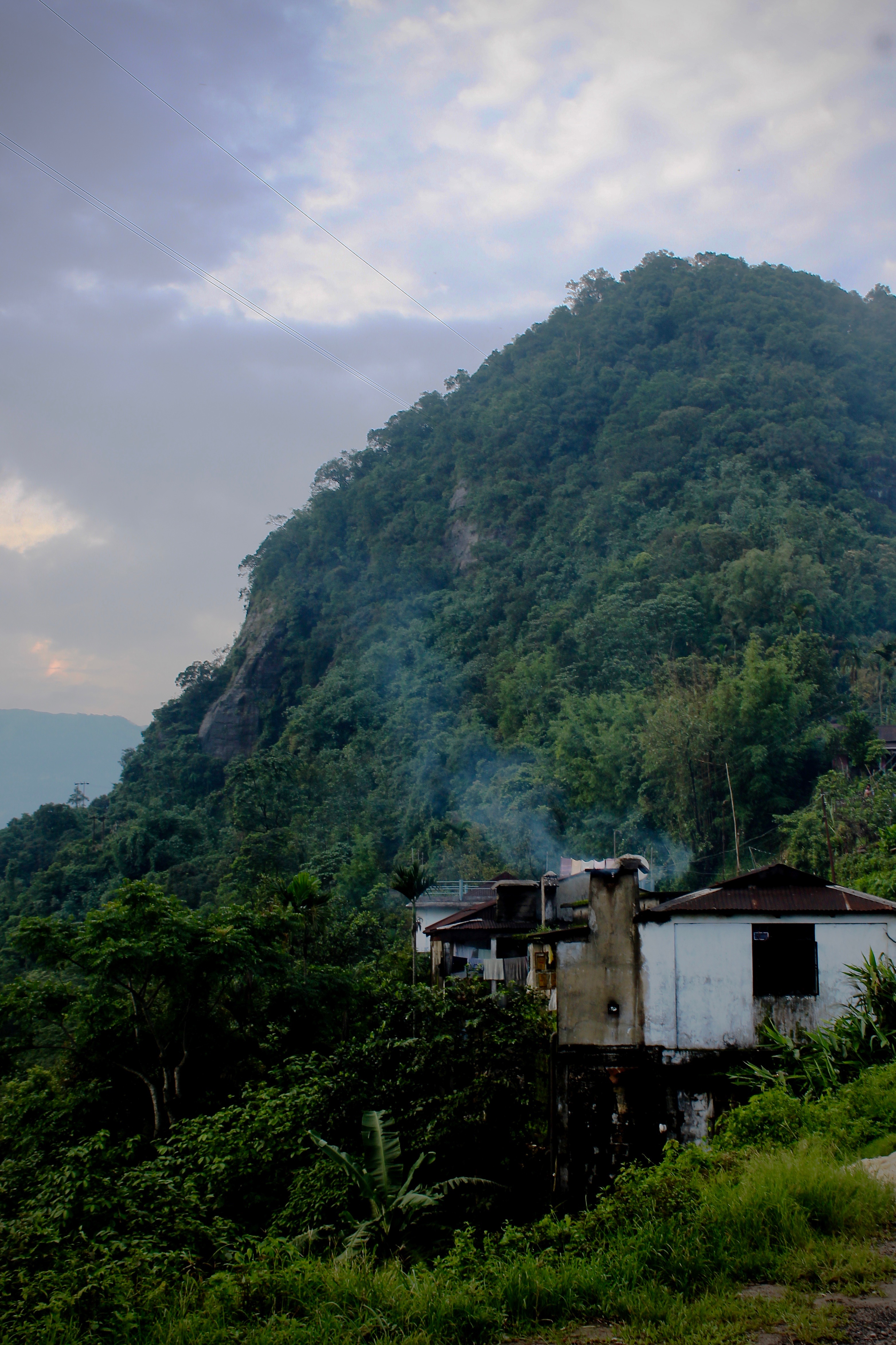 A house with mountain view in India.