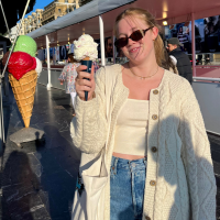 Nicole Van Stralen holding an icecream cone