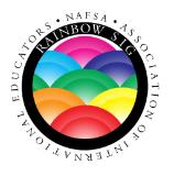 Circle logo with rainbow interior for Rainbow SIG Organization