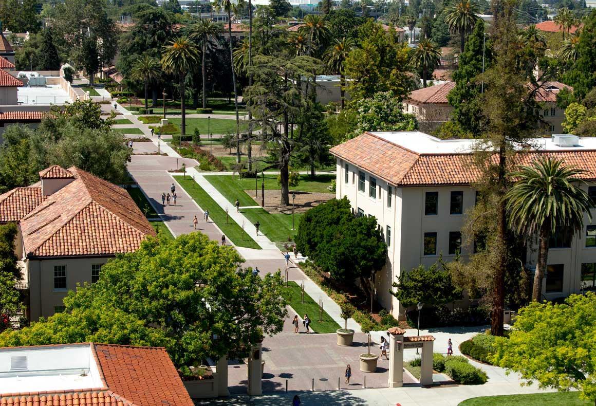 Campus buildings from air taken by a drone