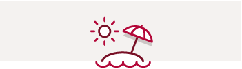 Icon graphic sunny island with umbrella in the sand 