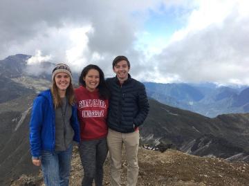 Areli with other students on a Ecuadorian mountain top