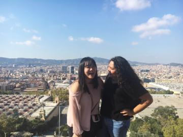 Jeanette and a friend in Barcelona, Spain