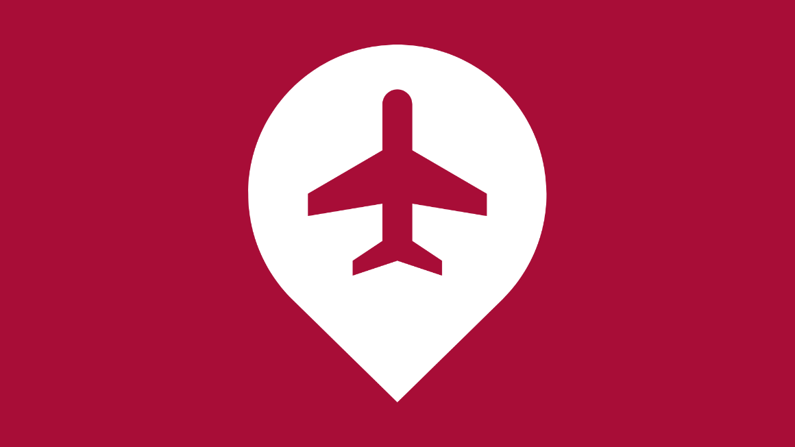 Location pin with airplane 