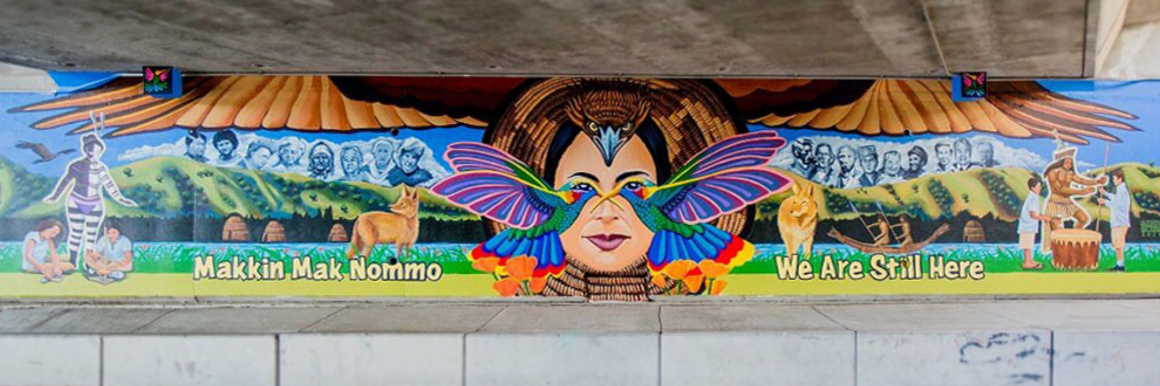 ELSJ and Indigenous Connections Mural under a bridge downtown san jose 