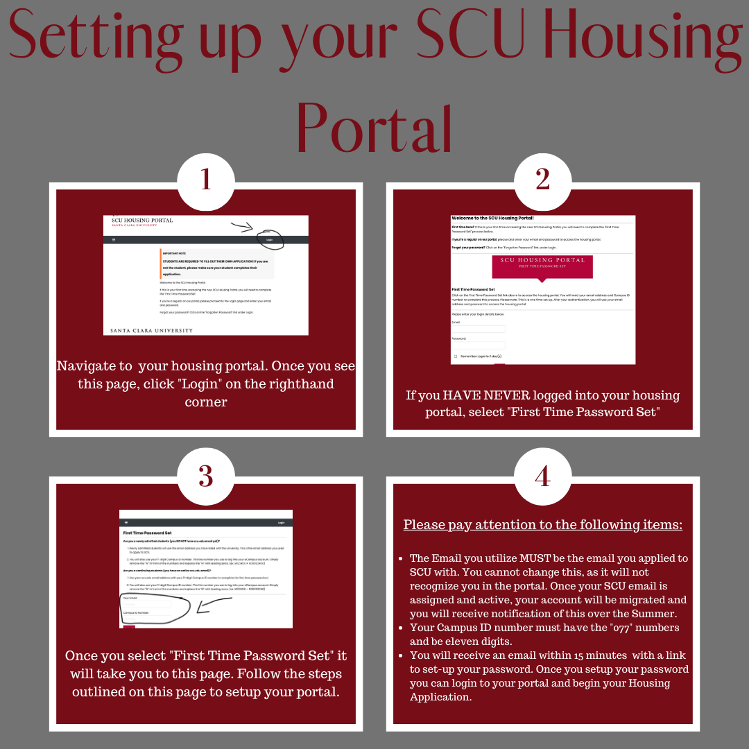 Setting up your SCU Housing Portal 2023-2024