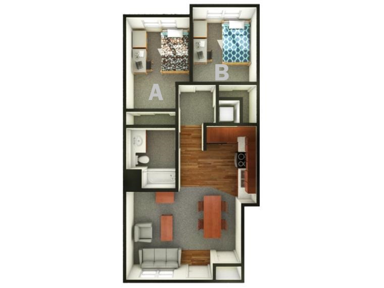 University Villas Two Bedroom Layout