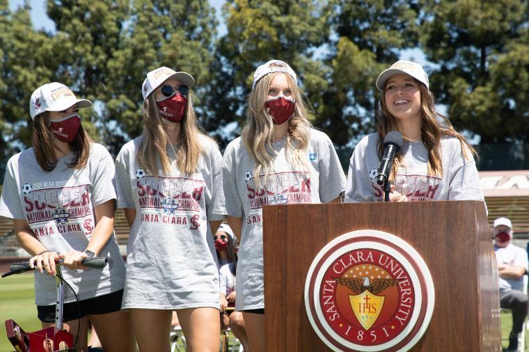 SCU women's soccer team celebrates championship