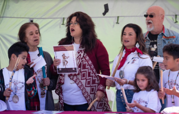 A group of people from the Muwekma Ohlone Tribe in the San Francisco Bay Area.