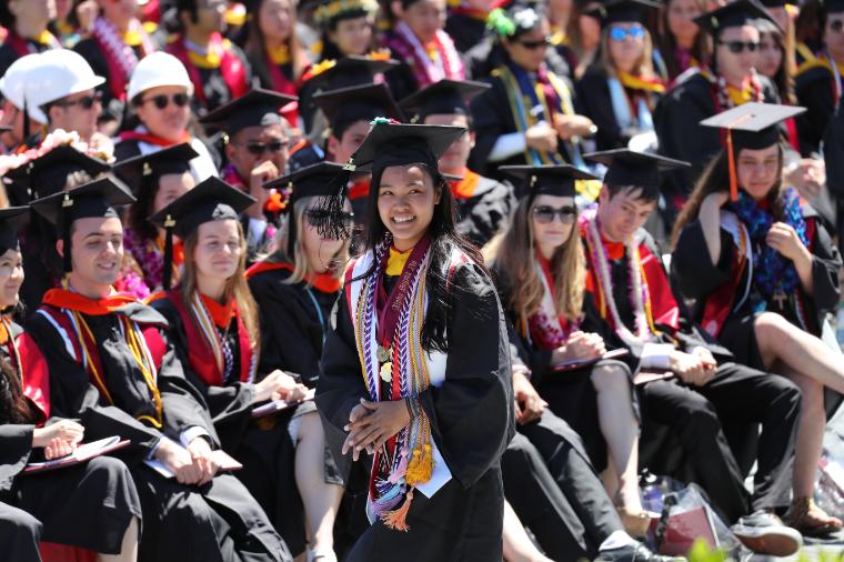 SCU Graduates in regalia at Commencement