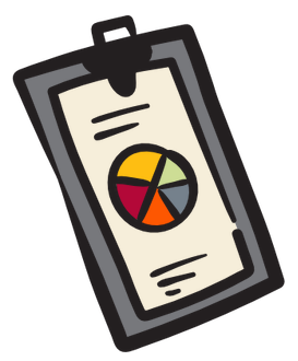 Doodle of a clipboard with a chart.